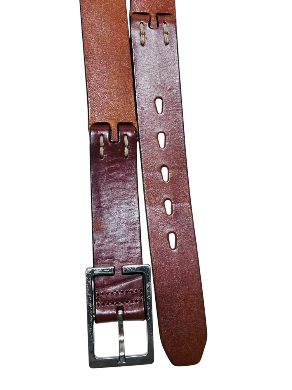 Cole Haan Brown Leather Belt with Silver Buckle